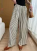 Pantaloni da donna LANMREM Casual a righe per le donne Elastico a vita alta Pantaloni a gamba larga Office Lady Abbigliamento 2024 Estate 26D8882