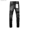 Jeans masculinos nova moda 2024 magro 1 1 jeans marca roxa outono e inverno jeans alta pintura velha tendência venda quente t240402