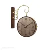 Настенные часы, китайские винтажные подвесные круглые маленькие двусторонние деревянные часы для гостиной Orologio Parete, украшение дома