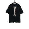 Bone print repeat wash short sleeve T-shirt high street fashion brand youth student LARGE T-SHIRT