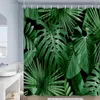 Cortinas de ducha Planta Verde Tropical Crutain Palm Banana Tree Hoja Hawaii Jungle Arte botánico Decoración de baño de verano