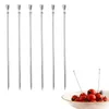 Forks 6pcs Restaurante reutilizável Spestert Skewers Stick Snack Party Silver Mixing Cocktail Pick Aço inoxidável Azeite de dente