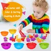 Подсчет динозавров игрушки, соответствующие цвету игры, съемные игрушки с сортировкой мисок дошкольных малышей Montessori Sensory Toys