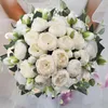 Flores decorativas 4 pacotes peônias artificiais pequenas seda falsa peônia flor para decoração de casamento em casa com hastes varejo