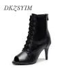 Laarzen dkzsyim dames latin dans schoenen hoge hakken zwarte dunne nieuwe new stiletto's sexy laarzen voor damesdansschoenen balzaal