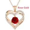 Pendant Necklaces Fashion Income Rose Flower Pendant Necklace Anniversary Party Accessories Birthday Mothers Day Jewelry Gifts Mom Ladies Girls 240330