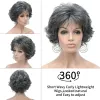 Perruques Slivery Grey Short Curly Wavy Wig 100% Importée de mode de mode synthétique Premium Wigs pour femmes