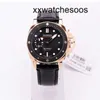 Top Clone Men Sport Watch Panerais Luminor Automatische beweging Dompel 42 mm PAM974 Rose Gold Black Dial Op