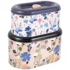 Storage Bottles 2 Pcs Airtight Cookie Jar Plant Pattern Snack Tins With Lids For Gift Giving Tinplate Canisters