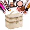 Pudełka do przechowywania w torbie makijażu makijażu makijażu worki kosmetyczne o dużej pojemności z uchwytem do podwójnej warstwy