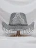 Berets Silver Lady Western Cowboy Hat Rhinestone Tassel Party Stylish Soft Duffle Wide Brim Shade Outdoor Casual