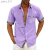 Camicie casual maschile estate 2023 maschi non ferro da cardigan manica corta camicie a collo per uomo camicette abbigliamento 240402