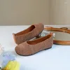 Vrijetijdsschoenen Dames Schapenvacht Geweven Ronde Kop Platte Vintage Retro Zomer Loafers Hoge kwaliteit Zacht