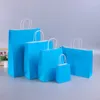 Cadeau cadeau 10pcs fête sac en papier kraft avec poignées recyclables emballage d'emballage fournitures d'anniversaire bonbons friandises fourre-tout en gros