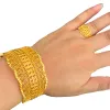 Armreifen Nahe Osten Armband für Frauen 24.000 Goldfarbe breite afrikanische OL -Indien -Armreifen mit Ring Dubai Braut Hochzeit Bankett Geschenke