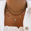 Anhänger Halsketten 2023 Mode Mehrschichtige Boho Bunte Perlenkette Halskette Für Frauen Weibliche Kristall Wassertropfen Metall Brief Anhänger Schmuck Geschenk 240330
