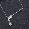 Zincirler Kalp Aşk Ok Kolye Doğal Gökyüzü Mavisi Topaz 925 STERLING Gümüş Takı Açıklama Kolye Kadınlar Sevgililer