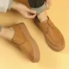 Casual Shoes Spring High Quality Men Leather Thick Sole ökning av 5 cm brittisk stil snörning upp skohandsyn