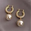 Dangle Earrings Retro Metal Earring Pearl Geometric Female Fashion And Exquisite French Ear Rings Jewelry Girls Party Gift