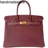 Platinum Cuir Bk Designer Sac à main Pure Manuel Wax Line 2024 Nouveau Litchi Modèle Sac Sac Femme Une Épaule Portable Grande Capacité Sac