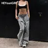 Pantaloni da donna HEYounGIRL Donna a righe Casual a vita bassa Cargo Moda coreana Streetwear Hip Hop Pantaloni larghi dritti Grunge Y2K