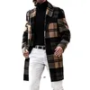 Mens Trench Coats Autumn And Winter Casual Brown Plaid Loose Woolen Coat Drop Delivery Apparel Clothing Outerwear Dhw4Z