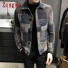 Mens Jackets Zongke Woolen Plaid Bomber Jacket Japanese Streetwear Men Winter Coat M-3Xl Drop Delivery Apparel Clothing Outerwear Coat Dhljz