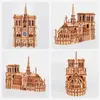 Blokken 3D Houten Puzzels Notre Dame Kathedraal Zeilboot Vliegtuig Schip Jigsaw Houtbewerkingsset Educatief speelgoed voor kinderen Bouwrobotmodel 240401