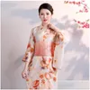 Abbigliamento etnico Kimono tradizionale giapponese Abito lungo Donna Yukata Costume Cosplay Asia Abito Drop Delivery Apparel Dh1Tw