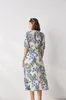 Partykleider Birdtree Maulbeerseide Kurzarmkleid Frauen Blumen Französisch Stil Rüschensaum Doppelkrepp 2024 Sommer D37483QC