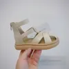 Sandalias de gladiador de tejido hueco para niños, zapatos de princesa de playa antideslizantes con fondo suave para niñas de verano, sandalias romanas de moda para niñas Z7455