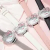 2024 Ny Cartoon Cat Student Watch Spicy Girl With Diamond Bow Women's Watch Cartoon Element Mizuo Iron Stone Watch