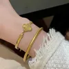 Vans Laser Four Leaf Grass Bracelet Light Luxury and Small Crowd 24K Four Leaf Flower Bracelet Womens 999 Foot Gold Bracelet Gift