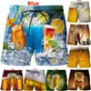 Shorts pour hommes été 3D bière impression personnalité drôle pantalons de plage mode décontracté graphique