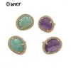 أقراط مسمار WT-ME085 WKT 2024 بيع الأزياء Micropave Stone ترصيع النساء الرجعية على غرار الأحجار الكريمة جولة المجوهرات بالجملة