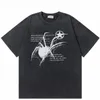 Men T-Shirt Streetwear Hip Hop Oversized Y2k Washed Black Spider Graphic Harajuku Gothic Vintage Cotton Tops Tees Loose Clothes 240325