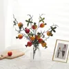 Decorative Flowers 2Pcs 3 Heads Artificial Flower Foam Pomegranate Branch Fake Fruit Christmas Decoration Autumn Wedding Home Party Red