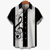 Camicie casual da uomo Camicia Aloha estiva moda Musica stampa 3D Top da spiaggia a maniche corte unisex Harajuku Street