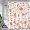 Cortinas de chuveiro azul floral aquarela flores plantas moderno e minimalista poliéster tecido decoração do banheiro cortina banho com ganchos