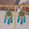 Dangle Earrings Bohemian Long Blue Tassel For Women Exaggerated Retro Ethnic Fringe Round Drop Statement Jewelry Wholesale