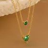 Pendant Necklaces Vintage Heart Necklace Women Gold Color Simple January To December Chain Valentine's Day Jewelry Gift