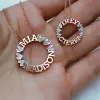 Necklaces Custom 3D Nameplate Necklace Personalized Two Name Necklace with Heart Custom Round Double Plate Necklace for Women Gift