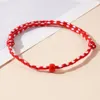 Charme pulseiras yastyt inverno simples pequeno 3/o contas deco branco vermelho corda de algodão ajustável amizade para mulheres