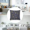 Kudde Navy Blue Mustard Yellow Floral Pattern Throw Sofa S Custom Decorative