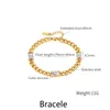 Link pulseiras italiano charme colar feminino 18k ouro sweatproof pulseira de aço inoxidável luxo zircão jóias