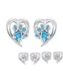 Blue Crystal Pet Paw Coldings for Girl Heart kształt CZ Footprint Ear Studs Biżuteria Kobiety projekt Bijoux SCE65432155086326248