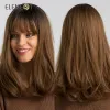Wigs Element da 16 pollici parrucca sintetica con scoppi naturale ombre marrone color moda cosplay party parco per donne