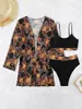 Designer Sexy Bikini Sets 2024 New Fashion Womens 3 Pieces Print High Waist Women With Kimono Female Swimsuit Beachwear Bathers Bathing Swimming Swim Suit