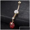 Nombril Bell Bouton Anneaux Saint Valentin Cadeau 18K Or Jaune Plaqué CZ Bague Ventre Corps Bijoux Nickel Piercing Accessoires Drop Deli De Dhzkg