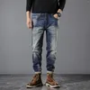 Men's Jeans 13.5oz 99% Cotton Red Selvedge Denim Men Retro Distressed Heavy Brushed White Washed Straight Pants Fashion Trousers